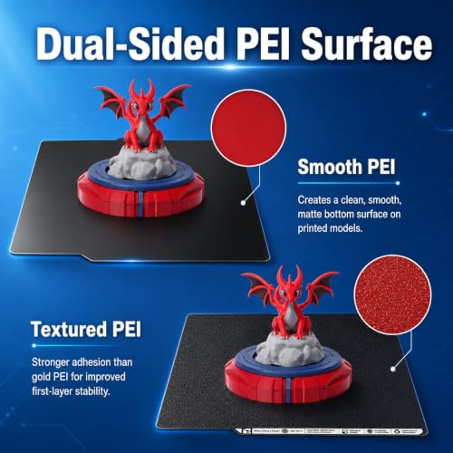 257x257mm PEI Build Plate with QR Code for Bambu Lab X2D P2S P1S P1P A1 X1 X1C X1E, Black Smooth & Textured Flexible Spring Steel Plate, PLA PLA+ TPU Low Temp Printing Bed - color: H1H(BLACK PEI)