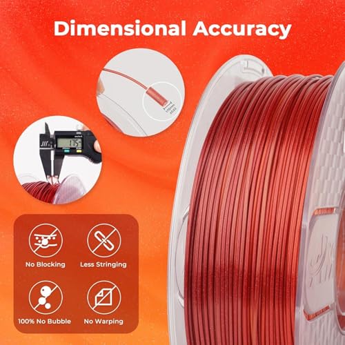 AMOLEN Silk PLA Gradient 3D Printing Filament, 1KG Spool 1.75mm Silk Shiny Red Gold Gradient Printer Filament 2.2lb Brighter New Version, Compatible with 3D Printer and 3D Pen - color: Silk Gradient Red Gold (Brighter Version)