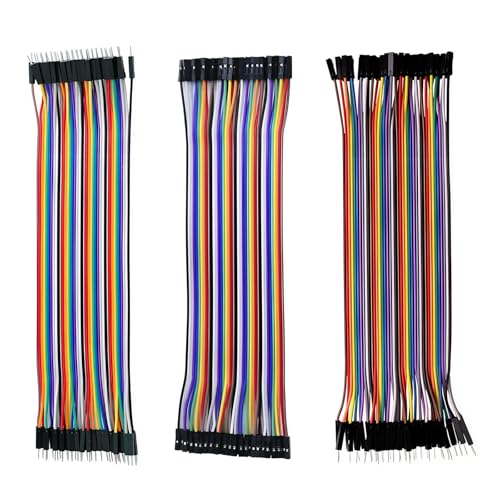 120pcs Dupont Wire 20cm 2.54mm Breadboard Jumper Wires Cable Kit 40pin Male or Female, Dupont Cable for Arduino, Raspberry Pi DIY