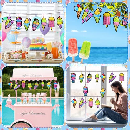 Eersida 32 Pcs Christian Cross Craft Kit, VBS Religious Suncatcher DIY - style: Ice Cream Style