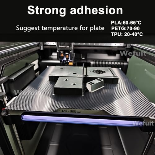 Carbon Fiber + Diamond Hot Bed for Bambu Lab H2D/H2S Build Plate 355x346mm Double Sided PEO PET Build Plate Flexible Removable Spring Steel Heated Bed Printing Platform for Bambus H2D/H2S 3D Printer - size: 355X346mm