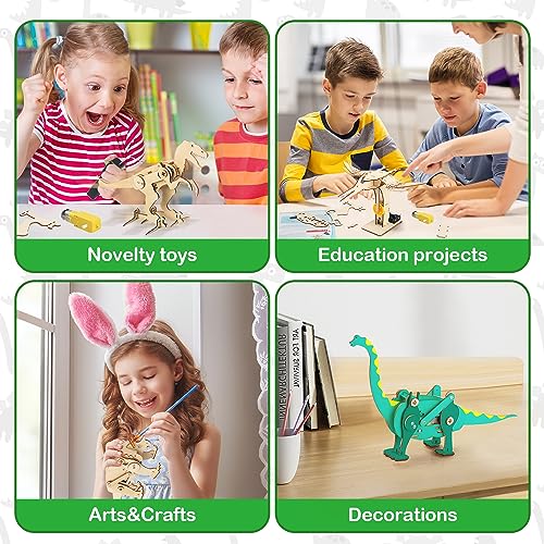 Poraxy Dinosaur Toys, 4 in 1 STEM Kits for Kids Age 8-10, Toys for Ages 8-13, Educational Science Building Projects, 3D Wooden Puzzles Robot Crafts, Gifts for Boys Girls 7 8 9 10 11 12 13 Year Old - size: Dinosaur toys with Paints