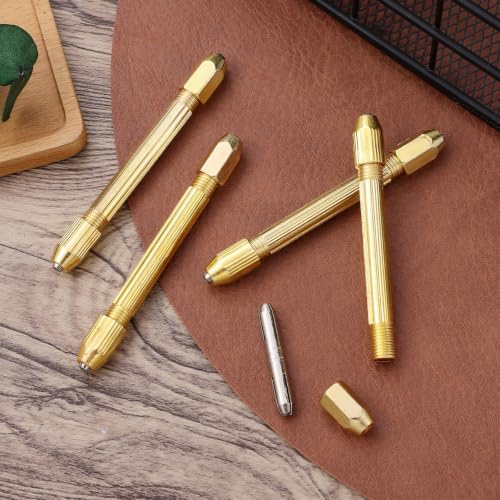 VILLCASE Mini Hand Drill Set 4 pcs Double-Head Pin Vise for Watch Repairing Jewelry Making Carving Micro Drill Tool for Wood Horn Walnut 3.46 in