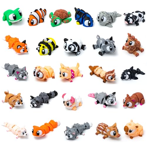 30pcs Mini 3D Printed Animals Statues, Movable Joints Realistic Collectible Figurines Set Mini 3D Printed Animals, Birthday and Halloween Christmas Party Gifts