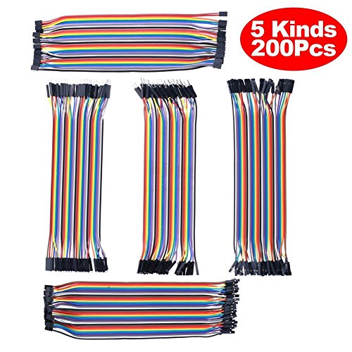 HiLetgo 200pcs/5x40pcs Breadboard Jumper Wires with Male Pin or Female Pin 2.54mm 2.0mm Male Female Pin Mutual Transfer Length 20CM Electronic Jumper Cables Assortment Kit for DIY - size: Small