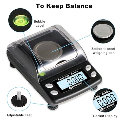 UNIWEIGH Digital Milligram Scale Accurate 0.001g/50g mg Scale for Powder - color: Black