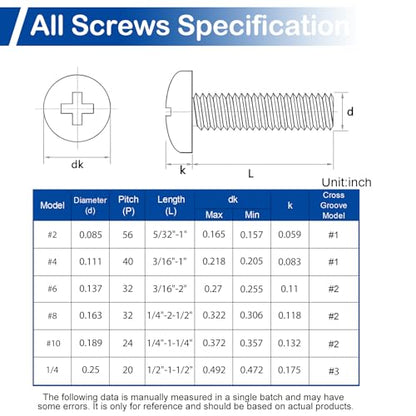 #8-32 x 1-1/2" to 2-1/2" Long Pan Head Machine Screws Kit for Outlet Box - size: #8-32(Long Screws Kit）