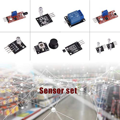 37/Set Sensor Assortment Kit 37 in 1 Sensor Module Starter Kit for Arduino MCU Educ(Infrared/Temperature/Avoid Obstacle/Buzzer Sensor etc)