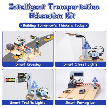 4-in-1 ESP32 STEM Smart Traffic Kit Compatible with Arduino, STEM Robotics Science Kit, Engineering Project STEA Activity Gift Suitable for School Education Kit, Family Education for Kids 12+ - color: 4-in-1 Esp32 Stem Smart Traffic Kit