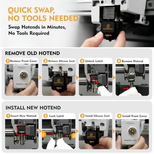 P2S Nozzle for Bambu Lab, 2PCS 0.8MM Hotend for H2D/H2S/P2S/H2C/X2D/A1/A2L/A1 Mini, Quick Swap High Temp Hardened Steel Hotend Replacement, 3D Printer Accessories with Silicone Sock - style: 2PK 0.8+0.8MM