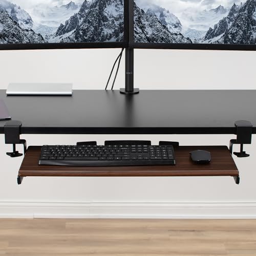 VIVO Dark Walnut Clamp-on 27 x 11 in Keyboard Tray, MOUNT-KB05D - color: Dark Walnut, size: 27 inch