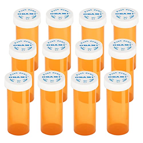 Plastic Medicine Pill Bottles with Child Resistant Caps - Push Down and Turn - Prescription Vial, Medicine Container, Pill Cases Dispenser Organizers (12pcs, 16 Dram) - size: 16 Dram