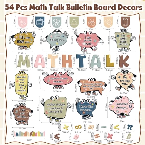 Honoson 54 Pcs Boho Math Bulletin Board, Math Theme Classroom Decor, Boho - style: Boho