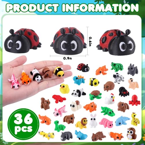 Celltestria 36Pcs Mini 3D Printed Animals Articulated Fidget Toys for Kids - style: 36Pcs Mini Animals
