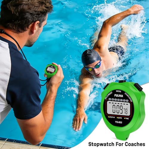 Stopwatch Timer, Digital Stop-Watch for Sports, Green - color: Green