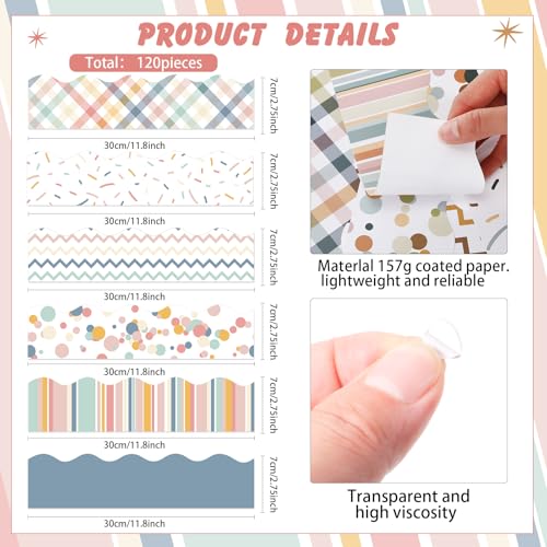 Containlol 118ft Bulletin Board Border Classroom Border, Boho Pastel Tone - style: Boho Pastel Tone