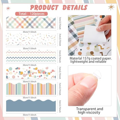 Containlol 118ft Bulletin Board Border Classroom Border, Boho Pastel Tone - style: Boho Pastel Tone