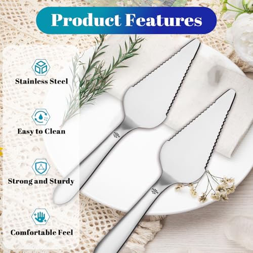 Eisinly Cake Pie Server, Pizza Cutter with Big Serrated Edges, 2Pcs Silver - color: Silver, size: 10.43 Inch-Server