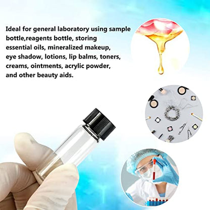 144PCS 1 Dram Clear Borosilicate Glass Liquid Sample Vials with Screw Caps - size: 1dram