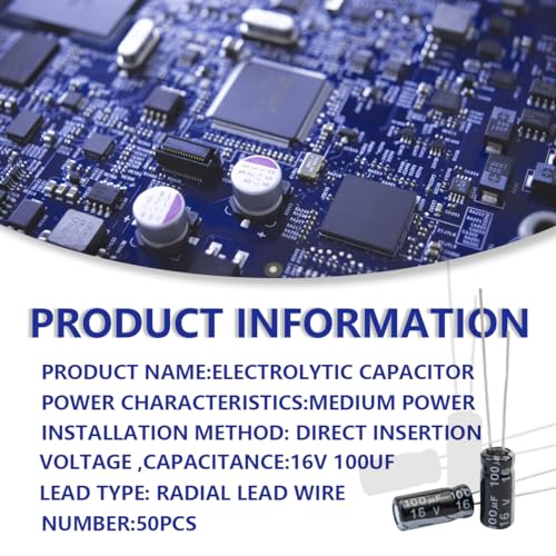 50 Pcs Electrolytic Capacitor 100uF 16V Aluminum Radial Electrolytic Capacitors - style: 16V 100uF