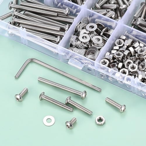 580 PCS M3 Screws Assortment Kit, Hex Button Head Screws with M3 Bolts Set - size: M3