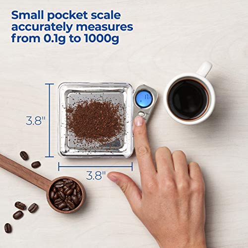 American Weigh Scales Blade Series Digital Precision Pocket Weight Scale, Gray, 650 X 0.1G (BL-650-GRY) (Silver, 1KG) - color: Chrome Silver, size: 1000g x 0.1g
