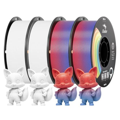 Creality 3D Printer Filament PLA 1.75mm 4KG, Rainbow Upgrade PLA+ Filament Strong Toughness No-Tangling Vacuum Packaging 3D Printing Filament Fit Most 3D Printers - color: Pla+-2*white+2*rainbow