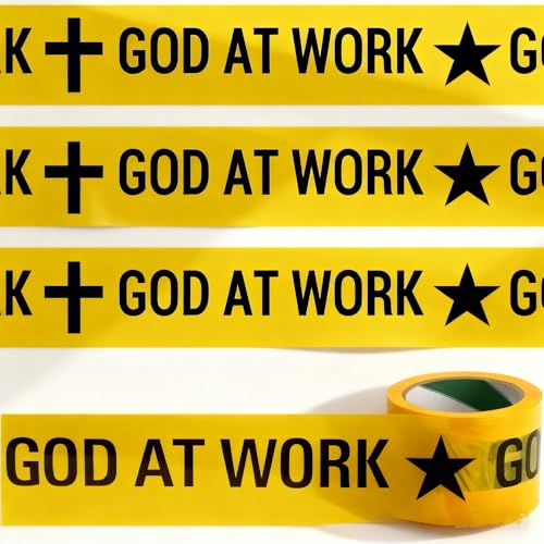 God at Work Caution Tape for VBS Decorations 200ft×2.95in Tear-Resistant Party Caution Tape Roll,Non-Adhesive Construction Tape for Church Bulletin Board,Sunday School & Religious Party Decor (1PCS)