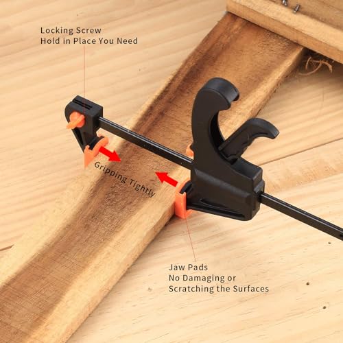 4 Inch Bar Clamps for Woodworking, 5 Pcs Trigger Quick Grip Clamps, One Handed Ratchet Wood Working Clamp, Mini Small Bar Woodworking Clamps for Wood Gluing Crafts (4Inch) - size: 4Inch