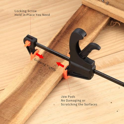 4 Inch Bar Clamps for Woodworking, 5 Pcs Trigger Quick Grip Clamps, One Handed Ratchet Wood Working Clamp, Mini Small Bar Woodworking Clamps for Wood Gluing Crafts (4Inch) - size: 4Inch