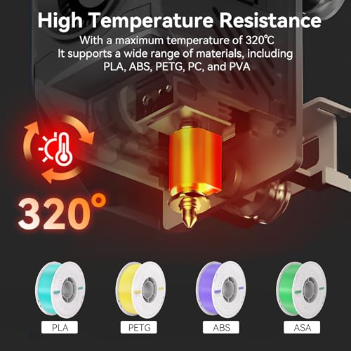 Kobra 3 Max Hotend Upgrade, All-Metal Extruder Replacement with 0.4/0.6/0.8mm Quick-Swap Hardened Steel Nozzles and Silicone Cover Compatible with Anycubic Kobra 3 Max/Combo 3D Printer