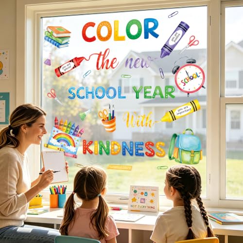 LHIUEM Inspirational Quote Wall Sticker Color Crayon Schoolbag Wall Decal - color: School Year
