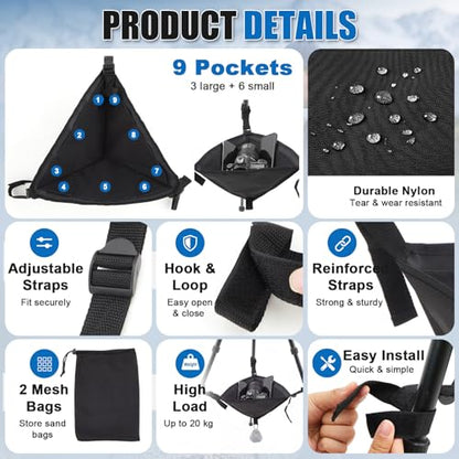 Woanger 2 Pcs Tripod Weights Stone Bag, Heavy Duty Weighted Sand Bags for Tripod Easel Light Stand Photography Astrophotography Paintings, Tripods Rock Bag with Adjustable Buckles 9 Extra Pockets