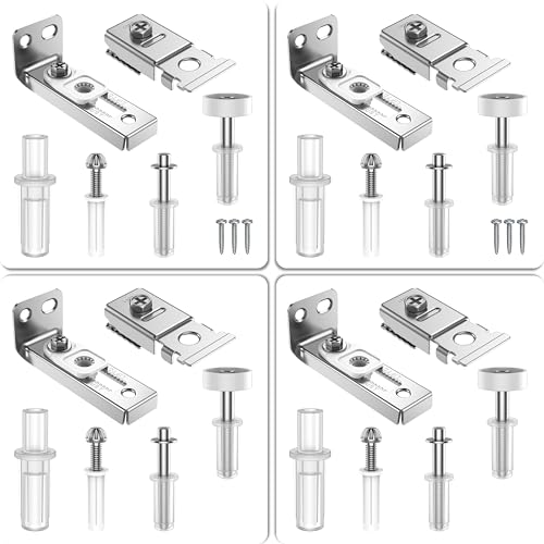 Bifold Door Hardware Repair Kit - 4 Pack Bi-fold Closet Barn Door Hardware Kit for 7/8" to 1" Track, Folding Pocket Door Replacement Parts Set Include Top Bottom Pivots Bracket and Guide Wheel (4Pack) - size: 4Pack