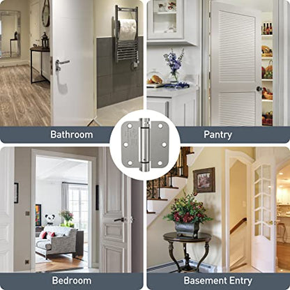 HOSOM 3 Pack Self Closing Door Hinges 3.5 Inch Spring Hinge, Brushed Nickel - color: Brushed Nickel-5/8'', size: 3.5" 3 Pack