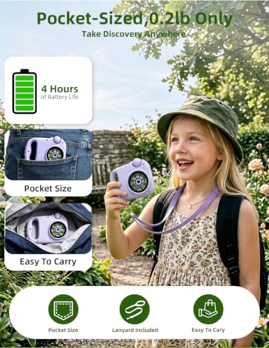 Kids Microscope Camera, 1000X Digital Microscope with Flip-Up Camera - color: Purple