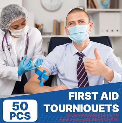 50 Pcs Disposable Tournique, Ourniquet for Blood Draw, 1 inch Wide x 18 inch Long, Latex-Free and Tear-Resistant, Medical Emergency Supplies for Nursing, Travel, and Outdoor First Aid - color: 50 Pcs