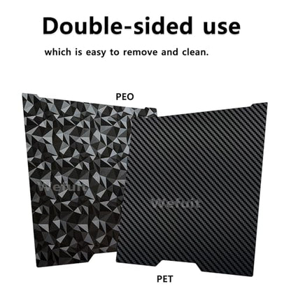 Carbon Fiber + Diamond Hot Bed for Bambu Lab H2D/H2S Build Plate 355x346mm Double Sided PEO PET Build Plate Flexible Removable Spring Steel Heated Bed Printing Platform for Bambus H2D/H2S 3D Printer - size: 355X346mm