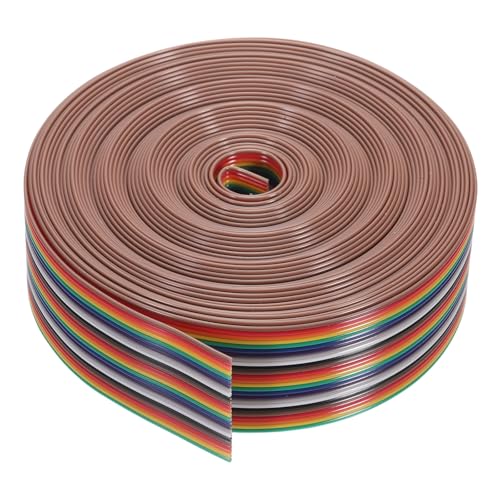 MECCANIXITY 1 Pcs 25 Pin Flat Rainbow Ribbon Cable 30 Ft 1.27mm Pitch Breadboard Jumper Wires for Electronic Projects - size: 30 Ft, style: 25P