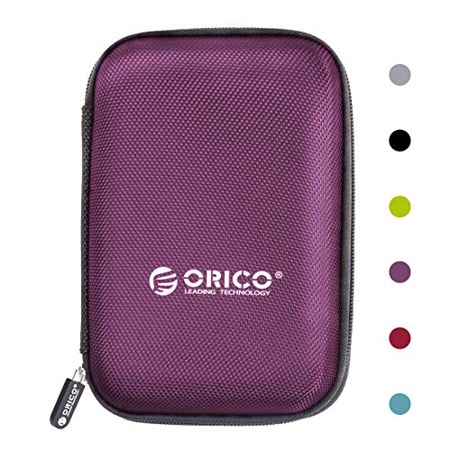 ORICO Hard Drive Case 2.5 inch External Drive Storage Carrying Bag Waterproof Shockproof with Inner Size 5.5x3.5x1.0inch for Organizing HDD and Electronic Accessories, Purple(PHD-25) - color: Purple