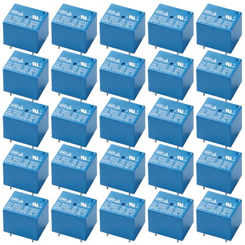 25Pcs PCB Power Relay SRD-12VDC-SL-C, DC 12V Coil, 10A 250VAC, SPDT, 5 Pin, for Household Appliance Boards (25) - size: 12VDC