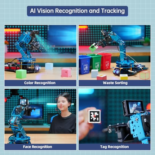 Robotic Arm for Arduino AI Vision & Voice Interaction 6DOF Serial Bus Servo Smart Robot Arm, STEM Project Educational Robot & Engineering Kits, Science/Coding/Programming Set, LeArm AI Advanced Kit