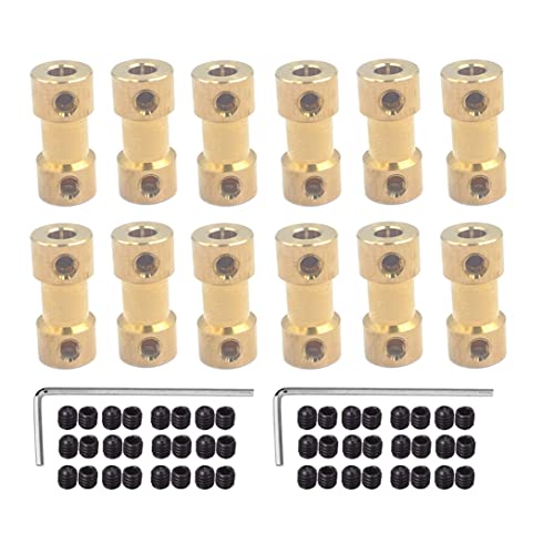 12Pcs 2mm to 5mm Brass Shaft Coupling Joint Connector, Motor Shaft Coupling for RC DIY Airplane Boat Robot - size: 2mm to 5mm