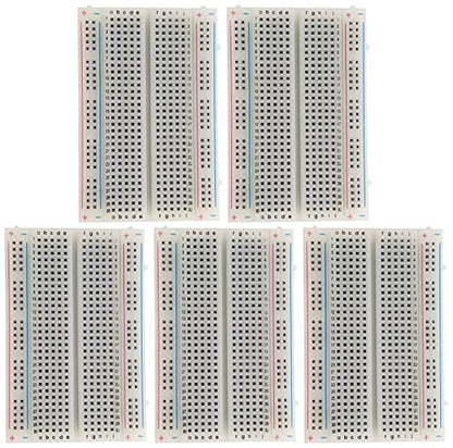 5 Pack Solderless BreadBoard with 400 Tie-Points, 2 Distribution Strips, 3.3 x 2.1 x 0.3 (84 x 54 x 9mm) - Electronix Express - style: 5 Pack