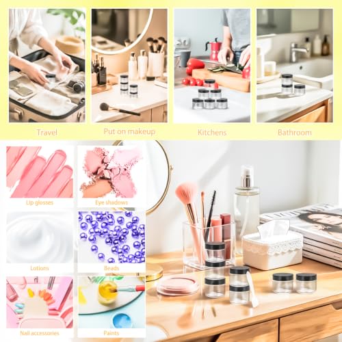 32 Pack 20g Clear Plastic Jars Containers, 20ml Travel Size Makeup Container Jars with Lids, Small Round Cosmetic Pot Jar for Cosmetic Cream Lip Balm Salve Sample Beauty Lotion,Black Lid - color: Black, size: 20g