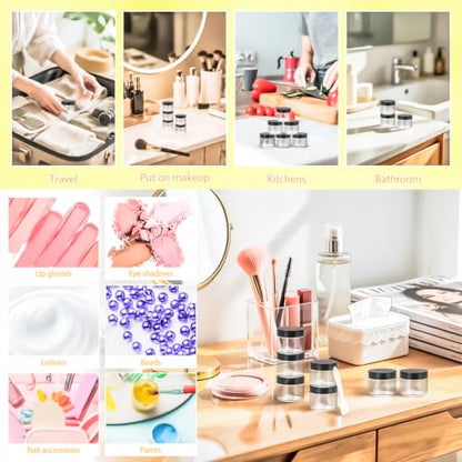 32 Pack 20g Clear Plastic Jars Containers, 20ml Travel Size Makeup Container Jars with Lids, Small Round Cosmetic Pot Jar for Cosmetic Cream Lip Balm Salve Sample Beauty Lotion,Black Lid - color: Black, size: 20g