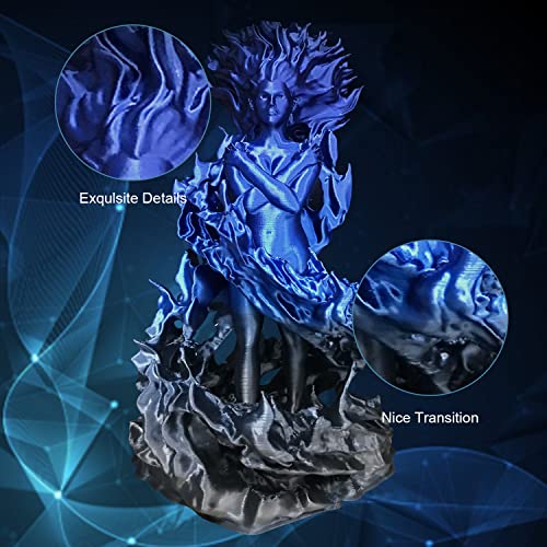 YOUSU PLA Filament 1.75mm, 3D Printer Filament Silk Black Blue Color Changing Filament 3D Printing Gradient Filament 1.75 +/-0.02mm, 1kg. - color: 19-black Blue