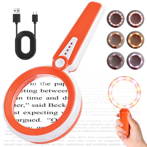 Magnifier with Light, Orange, 4.6-Inch - color: Orange