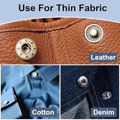 Alritz 15mm Leather Snap Fasteners Kit 72 Set 4 Colors with Hammer Puncher - style: 15mm+Hammer