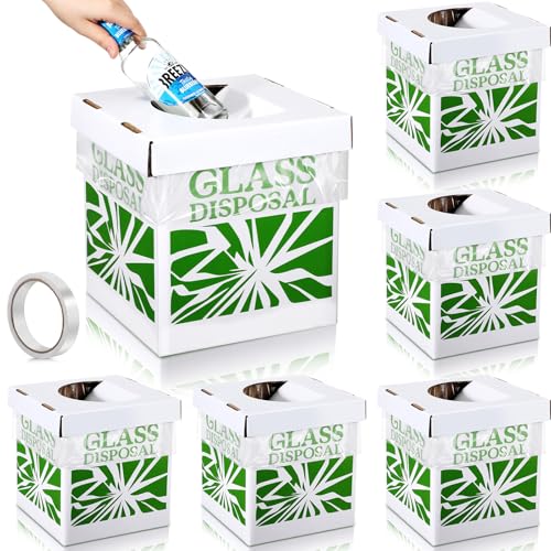 Resurhang 6 Pcs Broken Glass Disposal Box 9"L x 9"W x 10"H Benchtop Model - size: 9"L x 9"W x 10"H Benchtop Model